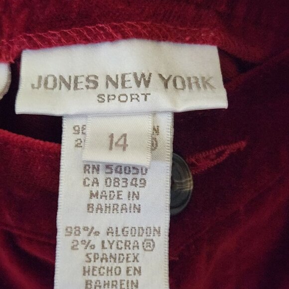 Jones New York Vintage Cherry Red Velour Pants Size 14 - Picture 4 of 5
